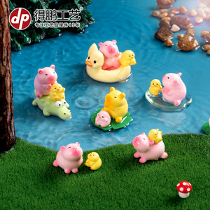 Figurines miniatures de capybara et de canard en résine, décoration artisanale pour salon, présentoir de bureau, ensemble multi-pièces - Product Image 2