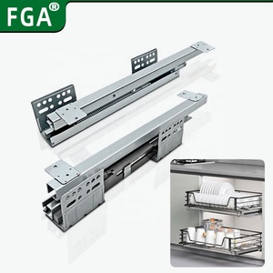 Glissières de tiroir à fermeture douce à montage latéral au design moderne pour armoire coulissante à canal hydraulique pour panier en fil d'acier - Product Image 1