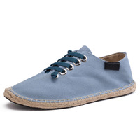 Espadrilles en toile pour hommes de style minimaliste, semelle plate en caoutchouc, bout rond, couleur unie, coupe basse, pour la mode quotidienne et les tenues assorties