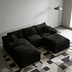 Juego de Sofás Modulares Italianos - Sofá Esquinero Tapizado <span class=keywords><strong>en</strong></span> Tela de Pana con Esponja - Sofá Moderno de Lujo para Sala de Estar sin Marco - Product Image 6