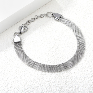 European American Stainless Steel Mesh <b>Bracelet</b> For Women Wide <b>Metal</b> Jewelry Geometric Design BC808818SG - Product Image 3