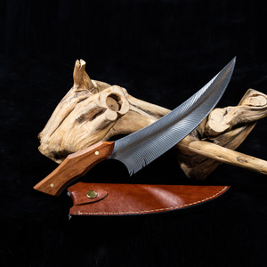 Couteau à os en acier inoxydable à motif de plumes forgées pointues couteau de chasse pour boucher viande Chef outil en métal Durable - Product Image 4