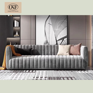 OKF Gris Moderno Tech Tela Tufted Sofá Set Sala de estar comodidad Sofá Set Filipinas Sofás Muebles Sala de estar - Product Image 1