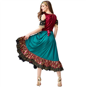 Falda plisada con estampado <span class=keywords><strong>de</strong></span> flores y borlas <span class=keywords><strong>de</strong></span> lentejuelas doradas flamencas <span class=keywords><strong>de</strong></span> España, <span class=keywords><strong>disfraz</strong></span> <span class=keywords><strong>de</strong></span> Carnaval <span class=keywords><strong>de</strong></span> niña <span class=keywords><strong>gitana</strong></span> - Product Image 2