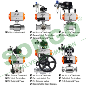Bille sanitaire en acier inoxydable SS304 3 pièces avec raccords Tri-Clamp pneumatiques - Product Image 6