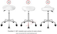 Tabouret ergonomique blanc réglable à roulettes hydrauliques pour clinique et bureau