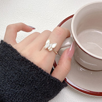 Bague Papillon Plaqué Or 18K Anti-ternissement, Étanche, Coquillage, Zircon, Placage PVD – Vente en Gros pour Petites Entreprises et Cadeaux