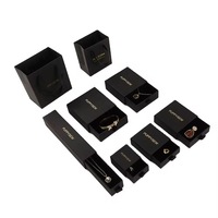 Ensemble d'emballage de bijoux de luxe noir personnalisé, boîte cadeau premium à tiroir pour bague, collier, bracelet, boucles d'oreilles