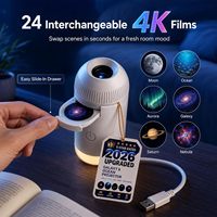 10 Projecteurs de Fête 2-en-1 Mini USB, Projecteur d'Étoiles Galaxie en ABS, Lampe Ambiante Ciel Étoilé LED+GOBO, Bouton de Variation d'Intensité pour Fêtes