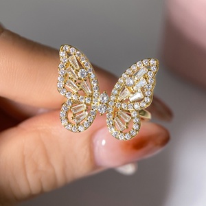 Anillos de Moda, Lujosos y Modernos, Chapados en Oro de 18K, con Circonita Baguette, Anillos de Mariposa Únicos para Mujer - Product Image 4