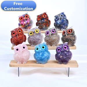 <span class=keywords><strong>Livraison</strong></span> rapide énergie de guérison naturelle hibou ornement mignon résine cristal <span class=keywords><strong>gravier</strong></span> puces pour Souvenir et cadeau décoration - Product Image 1