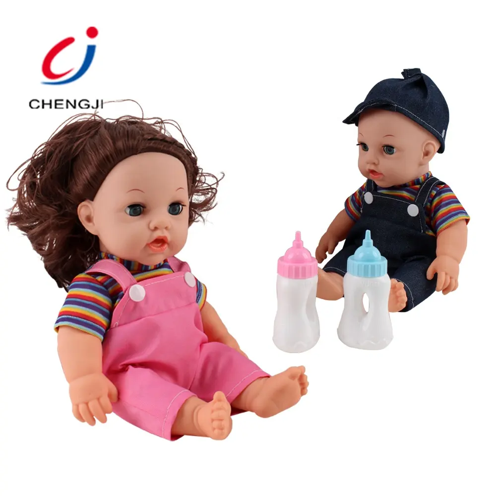 Venta caliente niños realista 12 pulgadas de silicona muñecas del bebé niño y niña doble muñeca