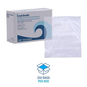 Boardwalk 250-Pack Reclosable Clear <b>Food</b> <b>Storage</b> <b>Bags</b> 1 gal 2.7 Mil 10.5\" X 11\" Size 250/Box - Product Image 3