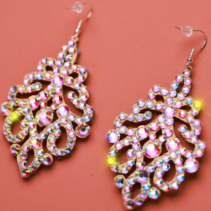 Boucles d'oreilles pendantes faites à la main, anti-allergiques, double face, avec strass AB colorés, pour la danse du ventre et la danse latine, pour fille - Product Image 4