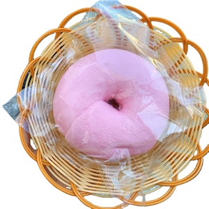 Juguetes blandos redondos de 4 pulgadas con forma de bagel, imitación de salsa, de levantamiento lento, color rosa puro, para decoración de fiestas, pegajosos, DIY, squishy - Product Image 1