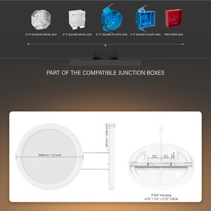 Lámpara de Techo LED Redonda para Interiores de 12 Pulgadas, 26W, Regulable, 5CCT, para Dormitorio, con Certificación ETL - Product Image 2