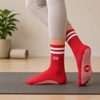 Chaussettes de yoga et de Pilates antidérapantes pour femmes, en coton tricoté, respirantes, avec grip antidérapant, logo personnalisé
