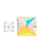 Selina Cristal Résistant aux Rayures K9 Verre Carré Flatback Strass-Design Double Trou pour Haute Couture & DIY Formalwear