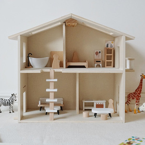 Juego de casa de muñecas <span class=keywords><strong>DIY</strong></span> de madera, juguete educativo para niños con <span class=keywords><strong>mini</strong></span> muebles modelo de moda - Product Image 6