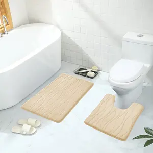 High Quality Anti-Slip Carol Memory foam Bath Mat 2 Piece microfiber Bath Mat Sets u shaped for Bathroom non-slip pvc bottom