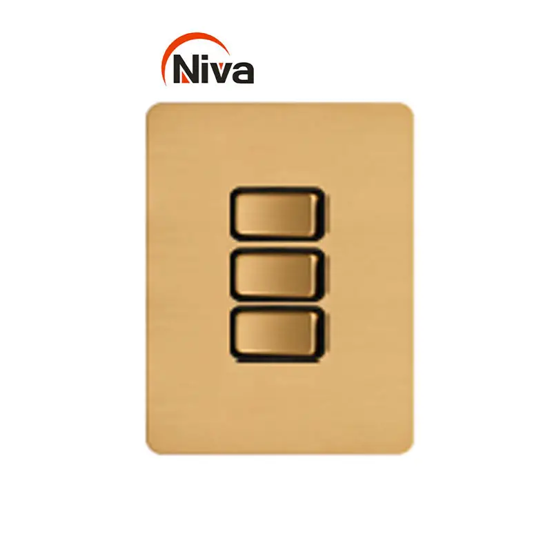 INNV2 Stainless steel switches 3 gang 2 way home hotel series metal panel wall light switch vintage socket for India