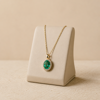 Kalung Liontin Kristal Rhinestone Potongan Oval Minimalis Prancis, Trendi Berlapis Emas 14K, Perhiasan Rantai Mewah Ringan untuk Wanita