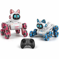 Robot chat télécommandé TQ23 à 8 roues, jouet animal RC, véhicule de cascades omnidirectionnel à dérive, télécommande sans fil 2,4 GHz, intérieur/extérieur