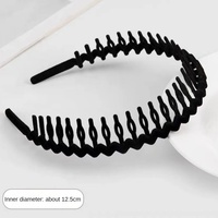 Serre-tête réglable en résine avec peigne intégré, noir mat, unisexe, taille unique, pour maquillage, sport et coiffure