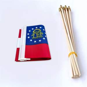 Poliéster logotipo personalizado Georgia miniatura palo de mano en miniatura portador de bandera sostiene ondeante bandera con poste de plástico o madera - Product Image 4