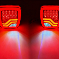Feu arrière combiné modifié 7 pouces carré pour camion, camionnette et pick-up, rouge, ambre, blanc, avec clignotant, feu stop, éclairage de plaque d'immatriculation et feu de route