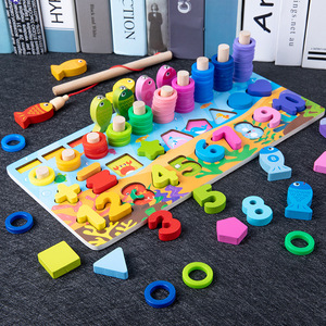 Jouets éducatifs en bois Montessori pour enfants d'âge préscolaire, camion de pompiers, planche d'activités, jeux de pêche mathématiques, jouets précoces pour enfants, cadeaux de Noël - Product Image 4