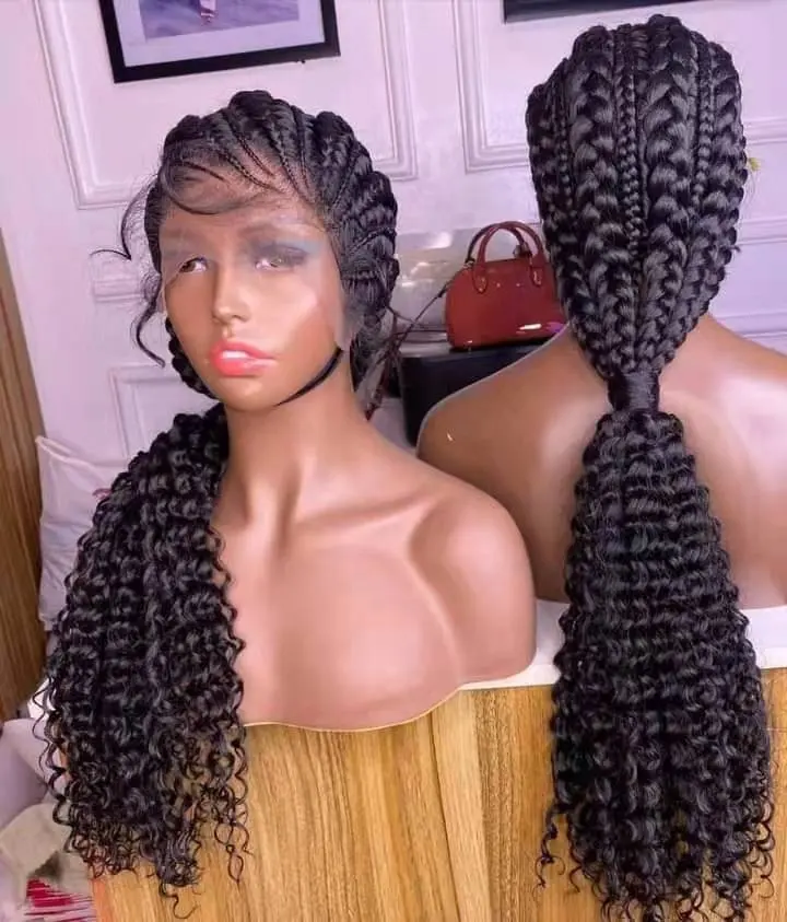 Newest braided synthetic hair wigs african braided lace front wigs vendors with baby hair for women braid lace wig glueless
