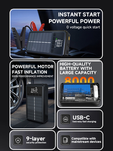 ปั๊มลมไฟฟ้า 	 เครื่องจั๊มพ์สตาร์ท 12v แบบพกพา ปั๊มลมขนาดเล็ก เครื่องจั๊มพ์สตาร์ทรถยนต์ขนาดเล็ก แบตเตอรี่สำรองฉุกเฉินแบบพกพา - Product Image 6