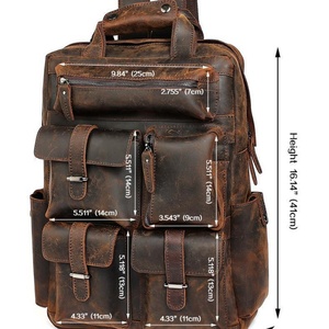 New Hot Sales <b>Large</b> Capacity Crazy Horse Genuine <b>Leather</b> Bag 15 Inch Laptop <b>Backpack</b> <b>Leather</b> Traveling Shoulder Bag for Men - Product Image 3