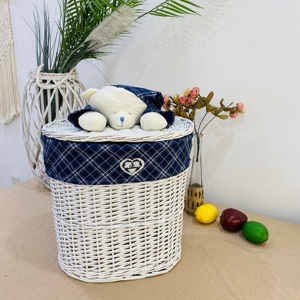 Natural Wicker <strong>Laundry</strong> <strong>Basket</strong> Set Eco-Friendly Durable Strong Plush Toy Decoration Lid 4pcs Removable Liner for <strong>Children</strong> Daily - Product Image 2