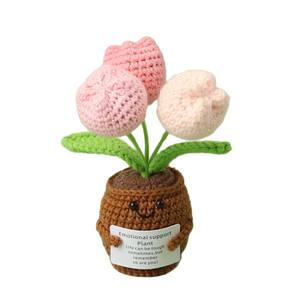 Bunga buatan tangan bunga buatan tangan Crochet Lily of the Valley merajut pot bunga Valentine hadiah Hari - Product Image 5