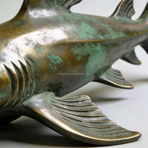 Escultura de Tiburón de Bronce Hecha a Mano de Primera Calidad, Arte de Depredador Marino para Decoración de Exteriores, Técnica de Fundición - Product Image 3