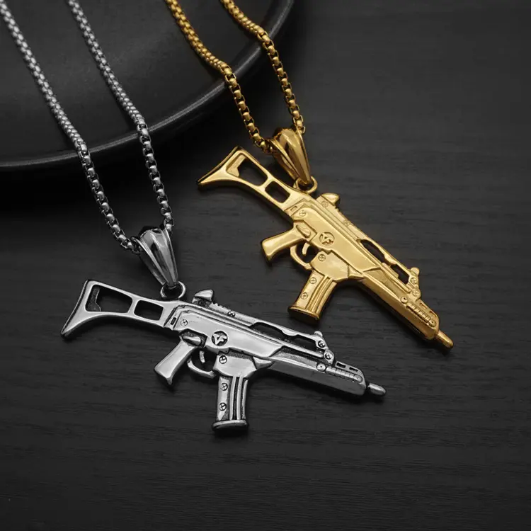 Stainless steel silver jewelry casting solid gun pendant necklace No rust Jewelry for men gift
