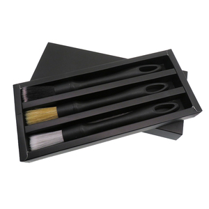 Lot de 3 brosses de détail avec poils de sanglier naturels Brosse de détail pour l'intérieur de l'automobile avec poils synthétiques Brosse à plumeau pour tableau de bord de voiture - Product Image 1