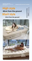 Matelas Gonflable Moderne Queen Size Pliable avec Pompe Intégrée, Surmatelas Floqué Portable en PVC pour Maison, Chambre, Parc, Extérieur