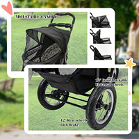 JXB Poussette Jogger pliable et facile à transporter avec freins de stationnement et panneaux respirants pour animaux de compagnie