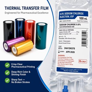 Film de transfert thermique non toxique pour sacs de perfusion médicale, feuille de marquage à chaud de qualité pharmaceutique pour le codage de la date et du lot des sacs IV - Product Image 3