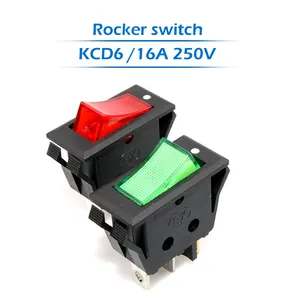 Kcd6 interruptor de rocker, 3 pinos, 2 posições, interruptor de barco iluminado t85, 10a 250v, 15a, 125v