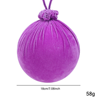Lila Lavendel Samt Weihnachtskugel Ornament Stoffbezogene Rüschenkugel Christbaumschmuck Luxuriöse Feiertagsparty-Dekoration