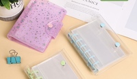 Carnet à spirales A7 avec couverture en PVC, pochette de rangement à 6 anneaux, trou pour porte-clés et design transparent personnalisé pour budget