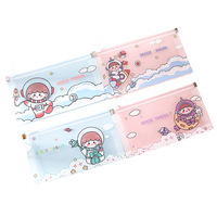 Trousse à crayons transparente B6 mignonne en PP, grande capacité, motif dessin animé, pour fournitures scolaires, porte-reçus pour élèves du primaire