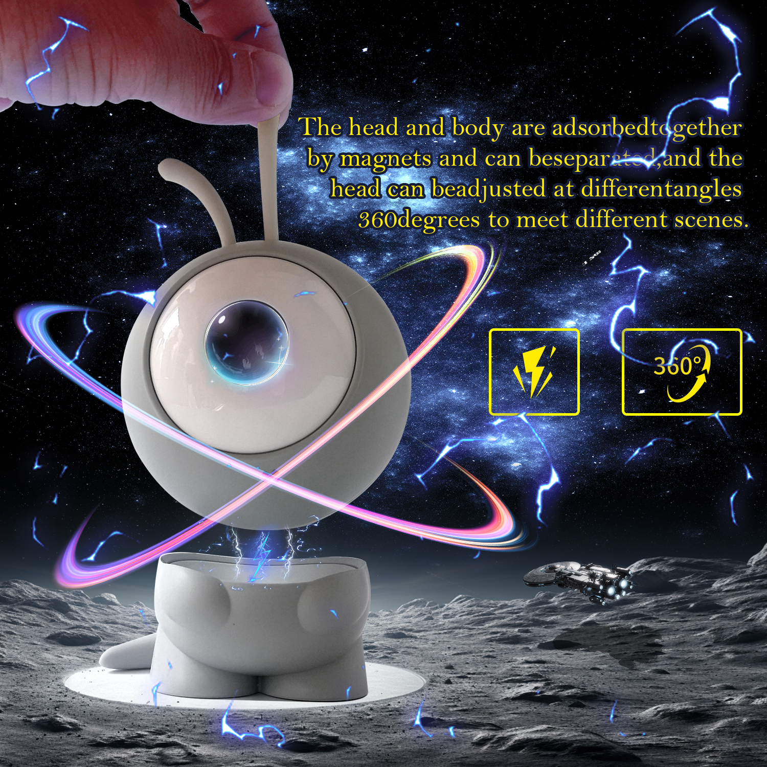 Star Projector Night Light Kids Room RGB Rechargeable Battery Included Soft Music Remote Control Safe Nursery Baby Bedroom Light