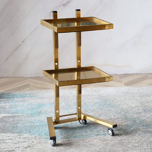 Chariot pliant de coiffure chaud et populaire avec chariot de chariot de Salon de beauté de main de matériel en métal de finition d'or et d'argent - Product Image 2