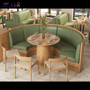 Özel meşe kahve dükkanı mobilyası ticari ahşap Cafe Modern lüks deri restoran tezgah sedir koltuk masa ve sandalye seti - Product Image 2