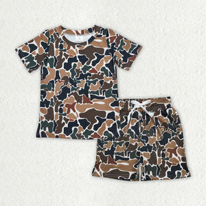 BT1712 RTS Little Boy Boutique, haut camouflage gris, vente en gros, ensemble de vêtements occidentaux à manches courtes pour tout-petits - Product Image 3